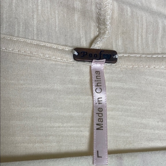 Poof Cream Open Front Women's Cardigan Size L - Picture 3 of 4